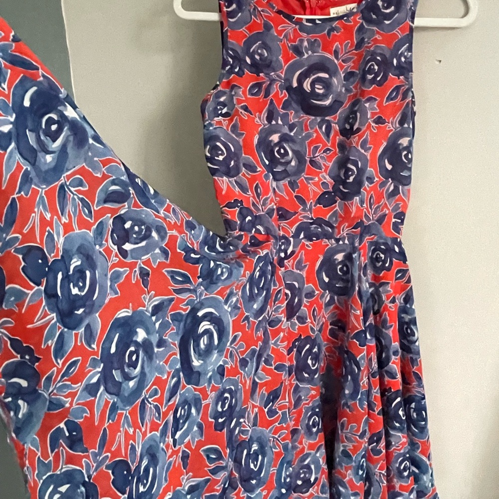 blue roses garden party swing dress